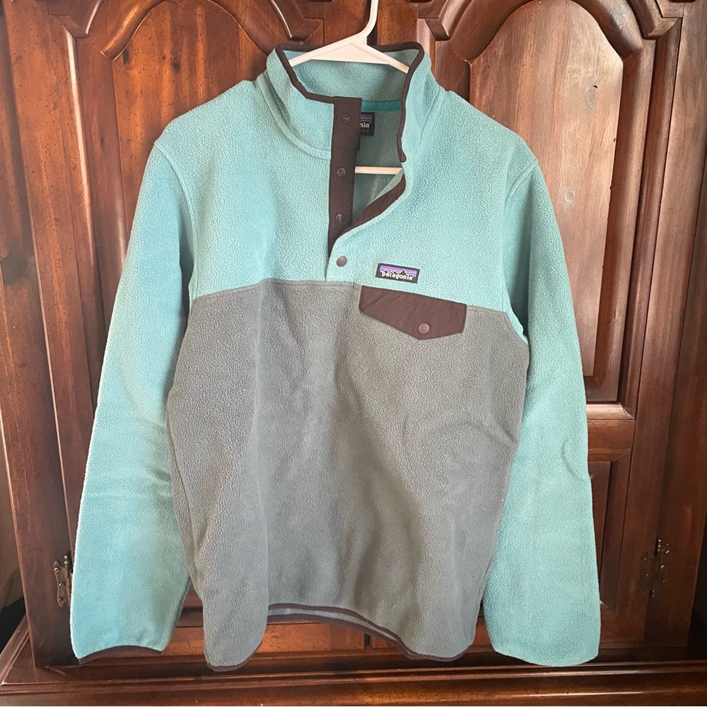 Patagonia Mint and Gray Crewneck Sweater